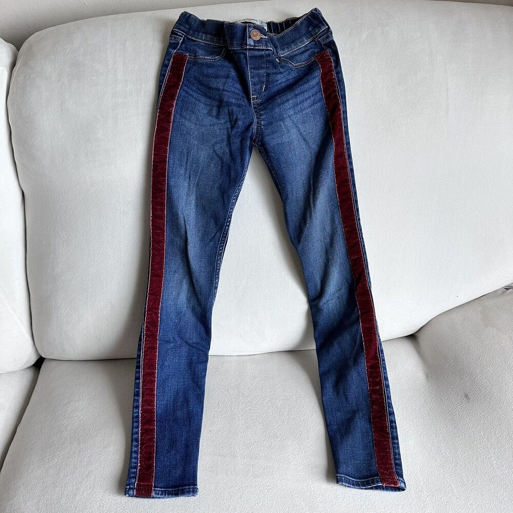 Abercrombie Kids Girls Pull-on Jean Legging Size 11/12 Slim Burgundy Stripe B31 - Picture 1 of 7
